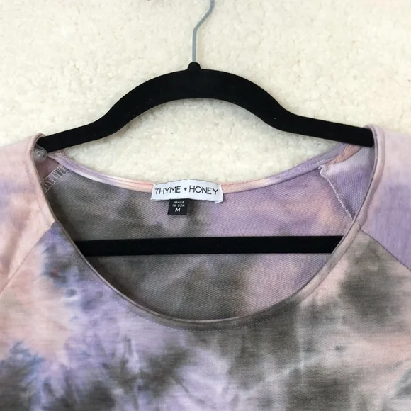 NWT Thyme + Honey Womens Swing Purple & Gray Tie Dye Top SIZE MEDIUM - Picture 4 of 7